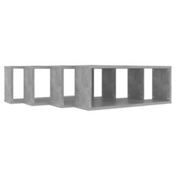 Berkfield Home Wall Cube Shelf 4 pcs Concrete Grey 60x15x23 cm Engineered Wood - Size: 60 x 15 x 23 cm - thumbnail 7