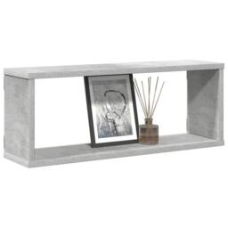 Berkfield Home Wall Cube Shelf 4 pcs Concrete Grey 60x15x23 cm Engineered Wood - Size: 60 x 15 x 23 cm - thumbnail 1