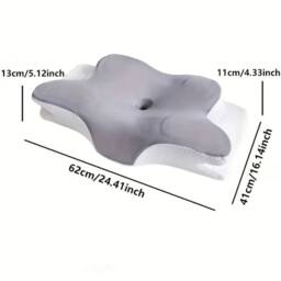 NESTLUNE Memory Foam Pillow Neck Pillows Neck Support in Grey - Size: Cot - thumbnail 2