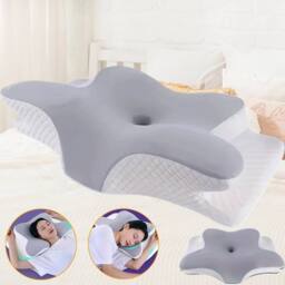 NESTLUNE Memory Foam Pillow Neck Pillows Neck Support in Grey - Size: Cot