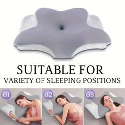 NESTLUNE Memory Foam Pillow Neck Pillows Neck Support in Grey - Size: Cot - thumbnail 5