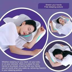 NESTLUNE Memory Foam Pillow Neck Pillows Neck Support in Grey - Size: Cot - thumbnail 3