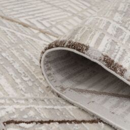 Kukoon Neutral Beige Cream Textured Geometric Living Area Rug in Off-White - Size: 120 cm x 170 cm - thumbnail 5