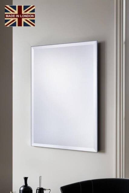 Yearn Mirrors Yearn Minimal Bevelled Mirror 86x58cm in Metallic Silver - Size: 86x58 cm - image 1