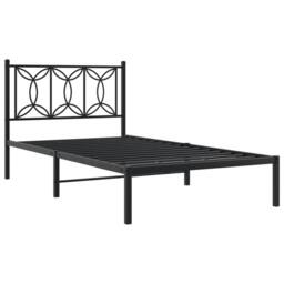 Berkfield Home Metal Bed Frame without Mattress with Headboard Black 107x203cm - Size: 107x203 cm - thumbnail 1