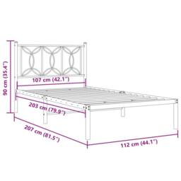 Berkfield Home Metal Bed Frame without Mattress with Headboard Black 107x203cm - Size: 107x203 cm - thumbnail 8