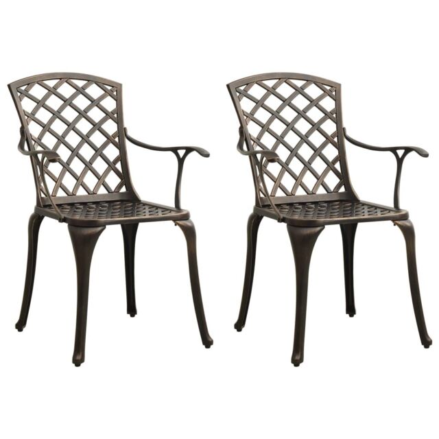 Berkfield Home Garden Chairs 2 pcs Cast Aluminium Bronze in Brown - image 1