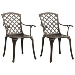 Berkfield Home Garden Chairs 2 pcs Cast Aluminium Bronze in Brown - thumbnail 1