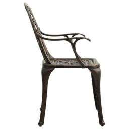 Berkfield Home Garden Chairs 2 pcs Cast Aluminium Bronze in Brown - thumbnail 4