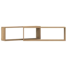 Berkfield Home Wall Shelves 2 pcs Artisan Oak 80x15x26 cm Engineered Wood in Brown - Size: 80 x 15 x 26 cm - thumbnail 5