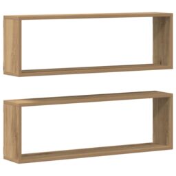Berkfield Home Wall Shelves 2 pcs Artisan Oak 80x15x26 cm Engineered Wood in Brown - Size: 80 x 15 x 26 cm - thumbnail 6