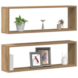 Berkfield Home Wall Shelves 2 pcs Artisan Oak 80x15x26 cm Engineered Wood in Brown - Size: 80 x 15 x 26 cm - thumbnail 3
