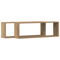 Berkfield Home Wall Shelves 2 pcs Artisan Oak 80x15x26 cm Engineered Wood in Brown - Size: 80 x 15 x 26 cm - thumbnail 2