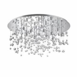 Netlighting Neve 15 Light Extra Large Glass Bubbles Semi Flush Ceiling Pendant Chrome G9 in Grey