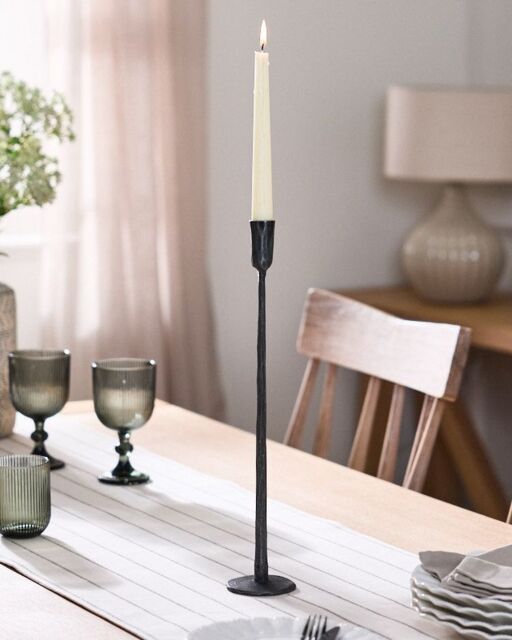 Dibor Traditional Antique Black Slim Candle Holder Christmas Table Centerpiece Candle Stick 42cm