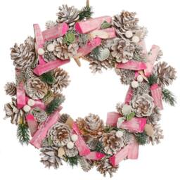 Dibor Pastel Pink Driftwood Front Door Autumn Winter Wreath Wreath 33cm