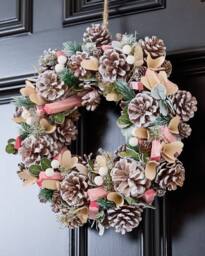 Dibor Pastel Pink Driftwood Front Door Autumn Winter Wreath Wreath 33cm - thumbnail 6