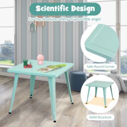 "Costway Steel 27"" Square Table Children Play Learn Activity Table Indoor Outdoor in Blue" - thumbnail 3