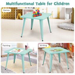 "Costway Steel 27"" Square Table Children Play Learn Activity Table Indoor Outdoor in Blue" - thumbnail 4