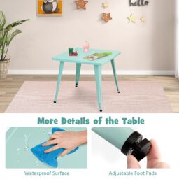 "Costway Steel 27"" Square Table Children Play Learn Activity Table Indoor Outdoor in Blue" - thumbnail 2