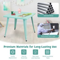 "Costway Steel 27"" Square Table Children Play Learn Activity Table Indoor Outdoor in Blue" - thumbnail 5
