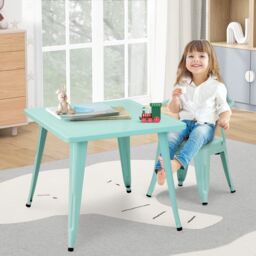 "Costway Steel 27"" Square Table Children Play Learn Activity Table Indoor Outdoor in Blue" - thumbnail 6