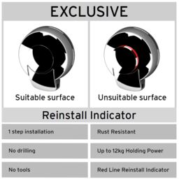 Showerdrape Suctionloc Chrome Steel Suction Wall Mounted Toilet Roll Holder in Silver - thumbnail 4