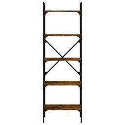 Berkfield Home Bookcase 5-Tier Smoked Oak 56x31.5x174 cm Engineered Wood in Brown - thumbnail 4