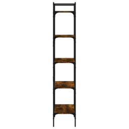 Berkfield Home Bookcase 5-Tier Smoked Oak 56x31.5x174 cm Engineered Wood in Brown - thumbnail 5
