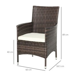 OUTSUNNY 4PC Outdoor Rattan Armchair Wicker Dining Chair Set for Garden in Dark Brown - Size: 4 Pack - thumbnail 3