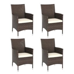 OUTSUNNY 4PC Outdoor Rattan Armchair Wicker Dining Chair Set for Garden in Dark Brown - Size: 4 Pack - thumbnail 2