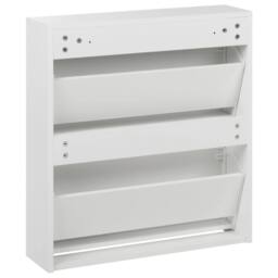 Wyld and Coco Shoe Cabinet White MDF Mirror Fronts 2-Compartment Hallway Organizer - thumbnail 6