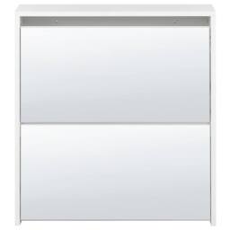 Wyld and Coco Shoe Cabinet White MDF Mirror Fronts 2-Compartment Hallway Organizer - thumbnail 5