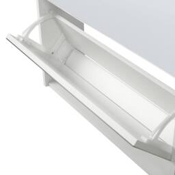 Wyld and Coco Shoe Cabinet White MDF Mirror Fronts 2-Compartment Hallway Organizer - thumbnail 7