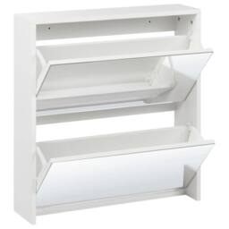 Wyld and Coco Shoe Cabinet White MDF Mirror Fronts 2-Compartment Hallway Organizer - thumbnail 4