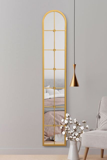 "MirrorOutlet Gold Framed Arched Leaner Wall Mirror 67"" X 12"" (170CM X 30CM) - Size: 1 Pack" - image 1