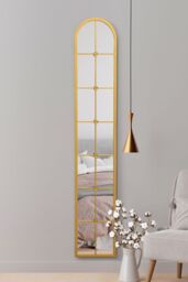 "MirrorOutlet Gold Framed Arched Leaner Wall Mirror 67"" X 12"" (170CM X 30CM) - Size: 1 Pack" - thumbnail 2
