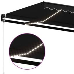 Berkfield Home Manual Retractable Awning with LED 400x350 cm Anthracite in Black - thumbnail 5
