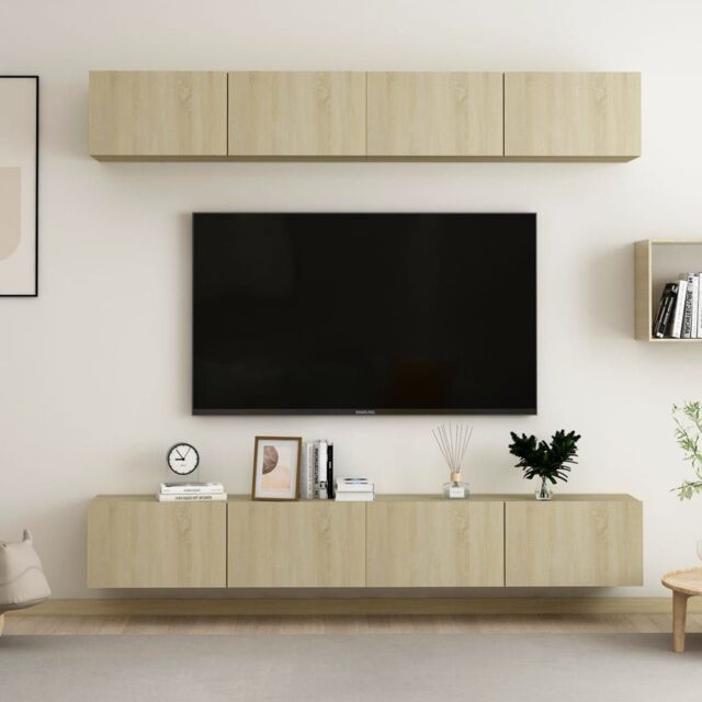 Berkfield Home TV Cabinets 4 pcs Sonoma Oak 100x30x30 cm Engineered Wood - Size: 100 x 30 x 30 cm - image 1