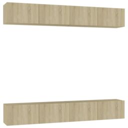 Berkfield Home TV Cabinets 4 pcs Sonoma Oak 100x30x30 cm Engineered Wood - Size: 100 x 30 x 30 cm - thumbnail 2