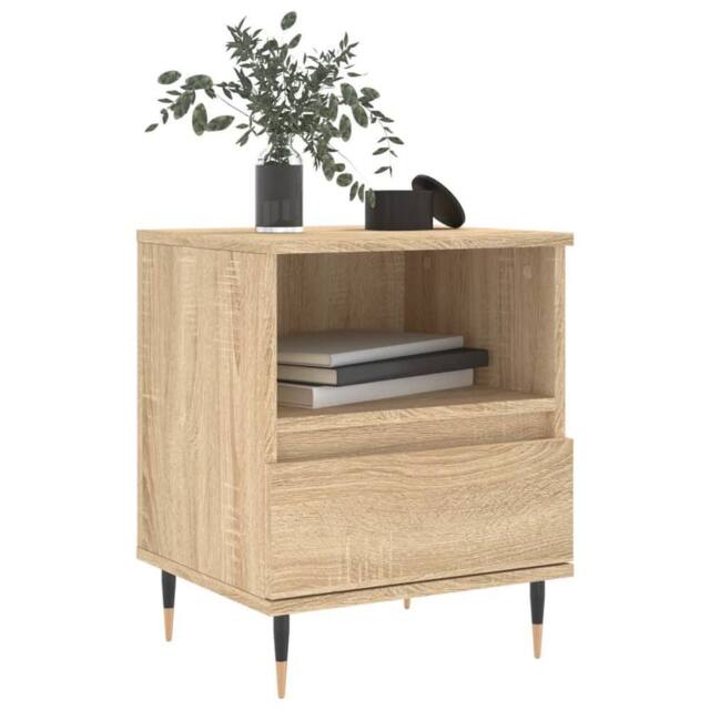 Berkfield Home Modern Bedside Cabinet Sonoma Oak 40x35x50 cm Engineered Wood in Light Tan - Size: 40 x 35 x 50 cm - image 1