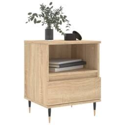 Berkfield Home Modern Bedside Cabinet Sonoma Oak 40x35x50 cm Engineered Wood in Light Tan - Size: 40 x 35 x 50 cm - thumbnail 1