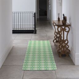 Benjamin Tate Design Swimwear Fabric Green Alluring Boho Chic Runner Rug in Natural - Size: 67 cm x 230 cm - thumbnail 3