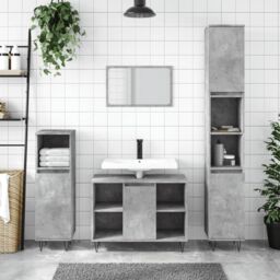 Berkfield Home Bathroom Cabinet Concrete Grey 30x30x100 cm Engineered Wood - Size: 30 x 30 x 100 cm - thumbnail 1