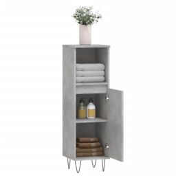 Berkfield Home Bathroom Cabinet Concrete Grey 30x30x100 cm Engineered Wood - Size: 30 x 30 x 100 cm - thumbnail 4