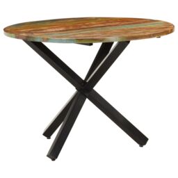 Berkfield Home Dining Table Round 100x100x75 cm Solid Reclaimed Wood in Brown - Size: 100 x 100 x 75 cm - thumbnail 1