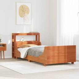 Berkfield Home Sleek Bed Frame without Mattress Wax Brown 100x200 cm Solid Wood Pine - thumbnail 2