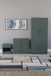 Home Discount Vida Designs Riano 3 Piece Bedroom Set with 4 Drawer Chest & Wardrobe in Green - thumbnail 2