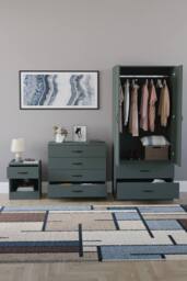 Home Discount Vida Designs Riano 3 Piece Bedroom Set with 4 Drawer Chest & Wardrobe in Green - thumbnail 7