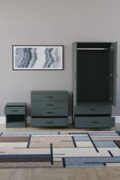 Home Discount Vida Designs Riano 3 Piece Bedroom Set with 4 Drawer Chest & Wardrobe in Green - thumbnail 5